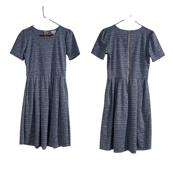LULAROE Simply Comfortable Amelia Midi Skater Geometric Print Dress w Back Zip - Picture 2 of 13